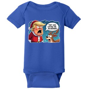 Christmas Trump Santa Claus They Are Eating The Reindeer Funny Gift Baby Bodysuit