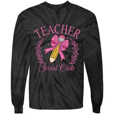 Coquette Teacher Social Club Teacher Is A Work Of Heart Tie-Dye Long Sleeve Shirt