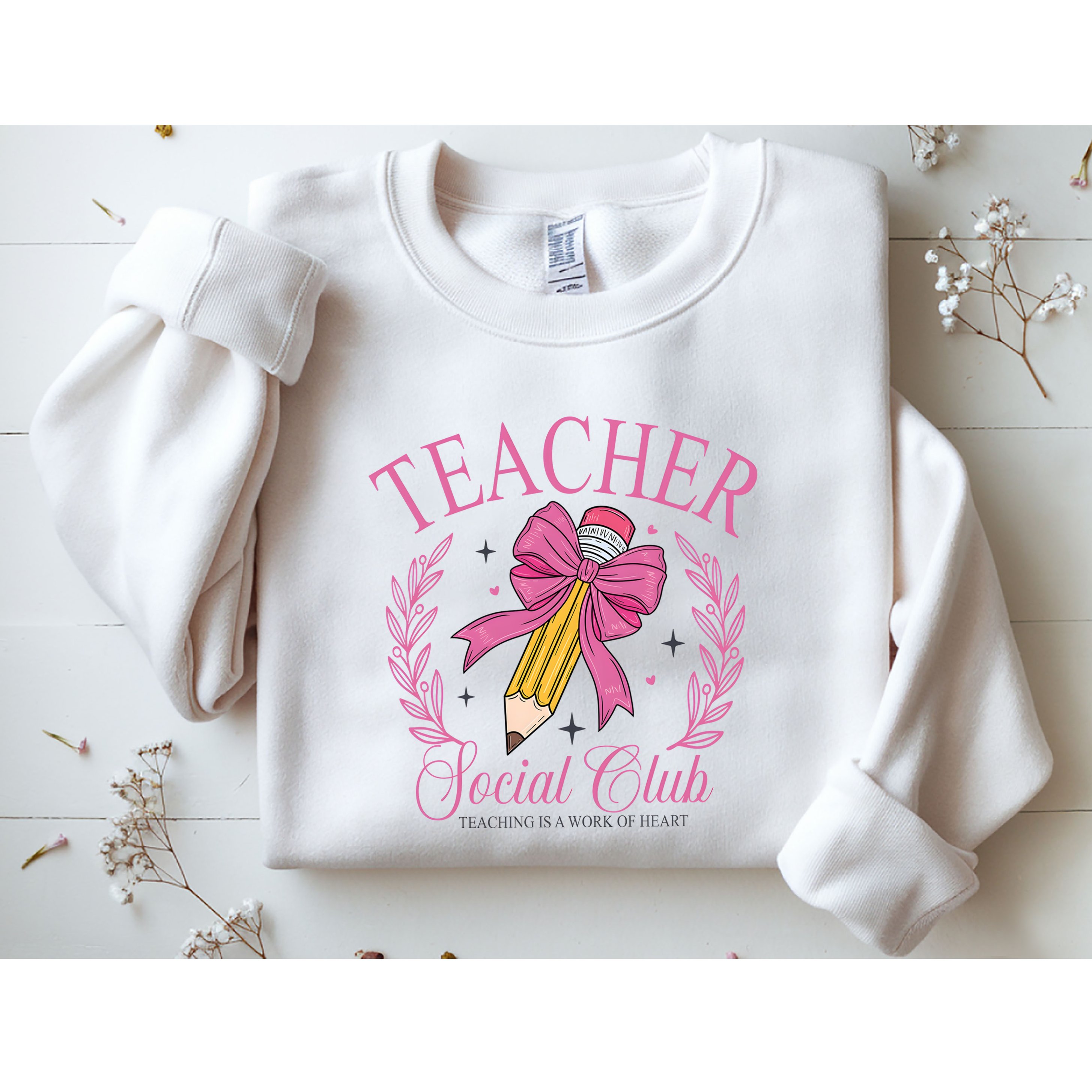 Coquette Teacher Social Club Teacher Is A Work Of Heart Sweatshirt