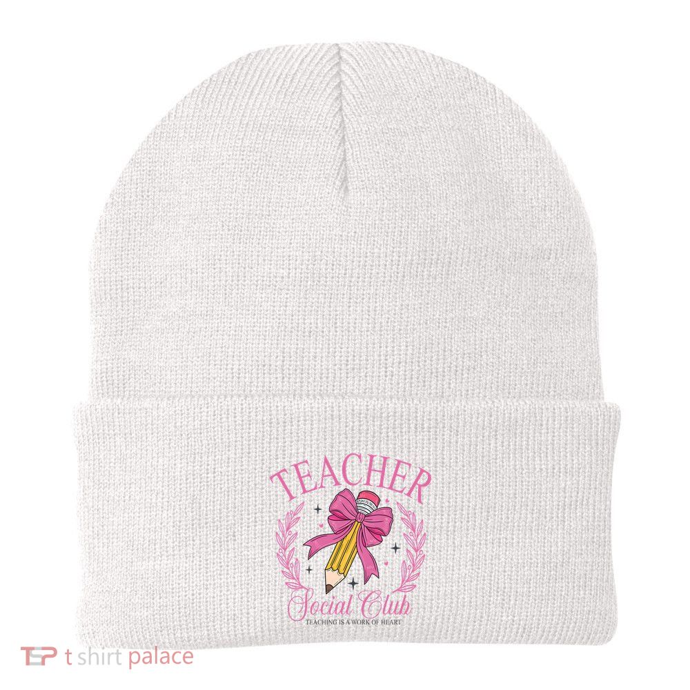Coquette Teacher Social Club Teacher Is A Work Of Heart Beanie