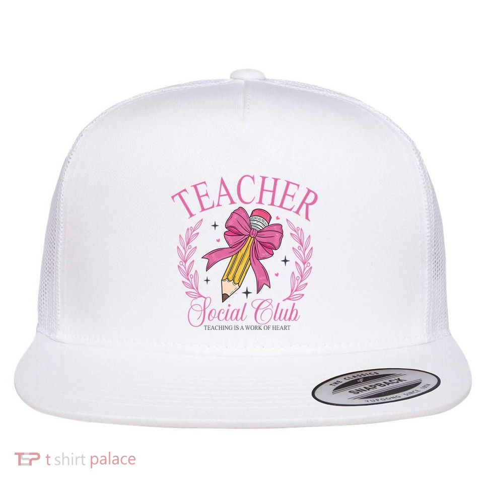 Coquette Teacher Social Club Teacher Is A Work Of Heart Flatbill Hat