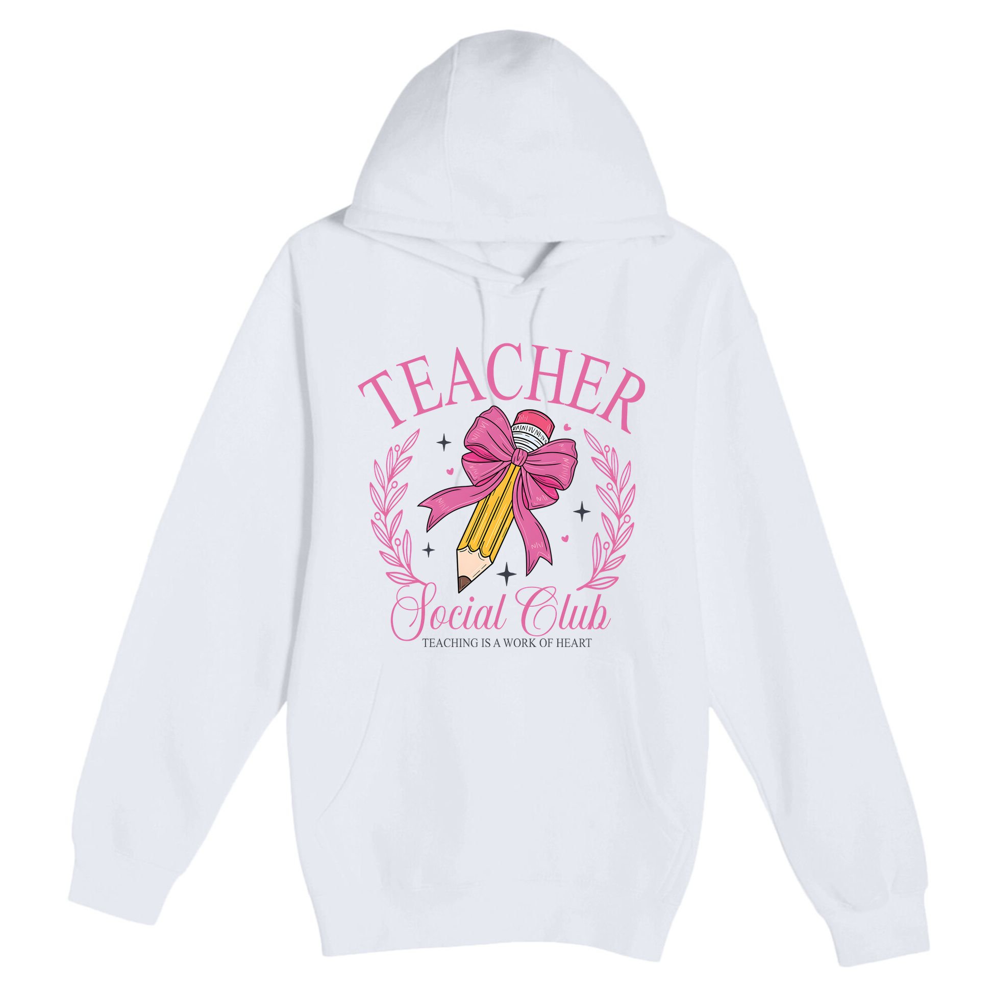 Coquette Teacher Social Club Teacher Is A Work Of Heart Premium Pullover Hoodie