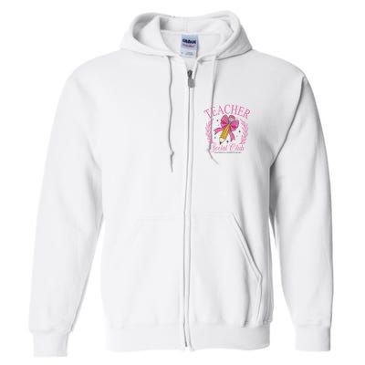 Coquette Teacher Social Club Teacher Is A Work Of Heart Full Zip Hoodie