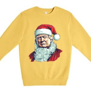 Christmas Trump Santa Outfit Art Portrait Graphic Gift Premium Crewneck Sweatshirt