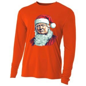 Christmas Trump Santa Outfit Art Portrait Graphic Gift Cooling Performance Long Sleeve Crew