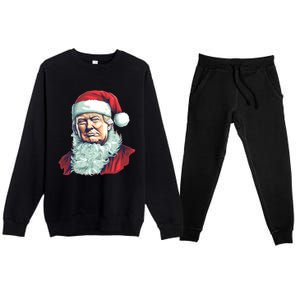 Christmas Trump Santa Outfit Art Portrait Graphic Gift Premium Crewneck Sweatsuit Set