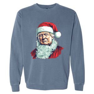 Christmas Trump Santa Outfit Art Portrait Graphic Gift Garment-Dyed Sweatshirt