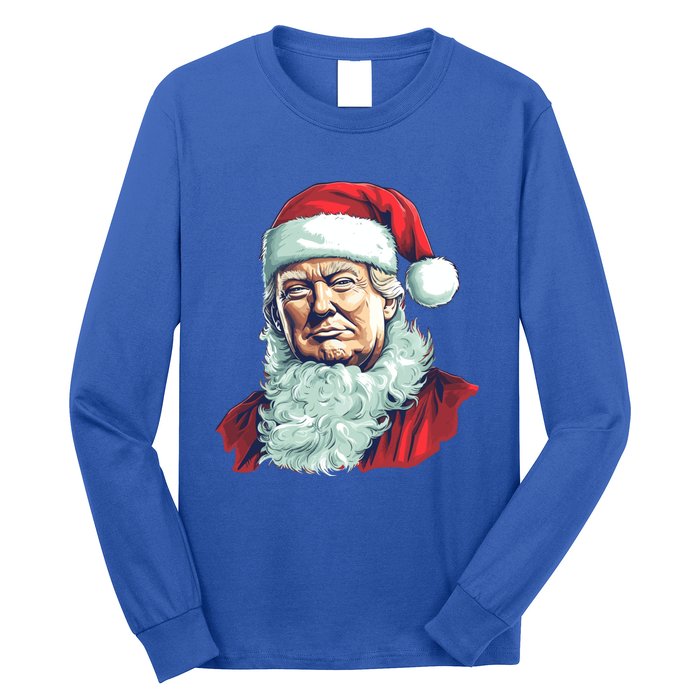 Christmas Trump Santa Outfit Art Portrait Graphic Gift Long Sleeve Shirt