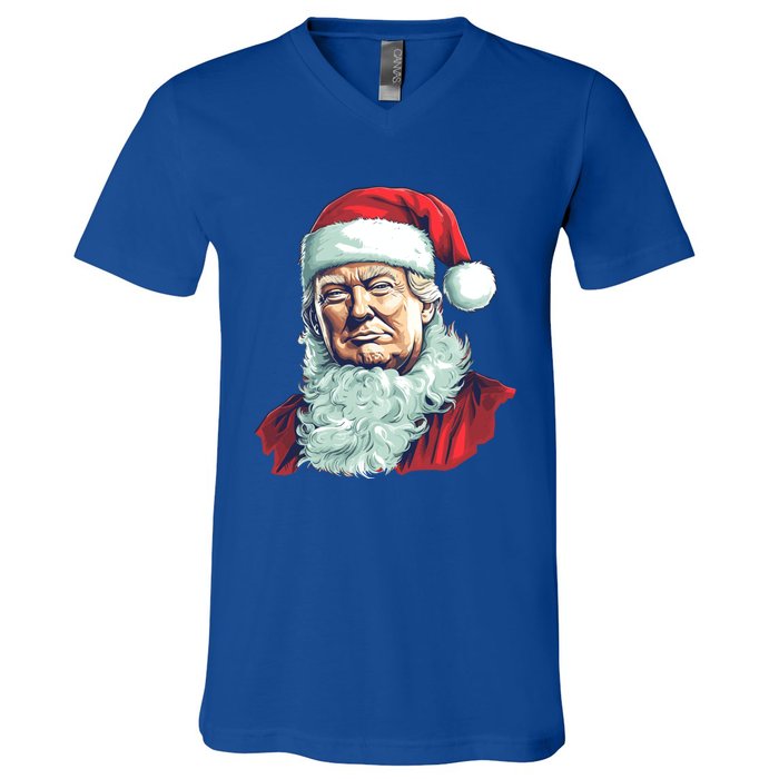 Christmas Trump Santa Outfit Art Portrait Graphic Gift V-Neck T-Shirt