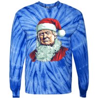 Christmas Trump Santa Outfit Art Portrait Graphic Gift Tie-Dye Long Sleeve Shirt