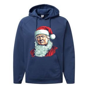 Christmas Trump Santa Outfit Art Portrait Graphic Gift Performance Fleece Hoodie