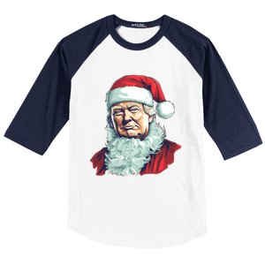 Christmas Trump Santa Outfit Art Portrait Graphic Gift Baseball Sleeve Shirt