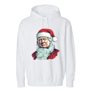 Christmas Trump Santa Outfit Art Portrait Graphic Gift Garment-Dyed Fleece Hoodie