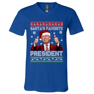 Christmas Trump SantaS Favorite President Xmas Ugly Great Gift V-Neck T-Shirt