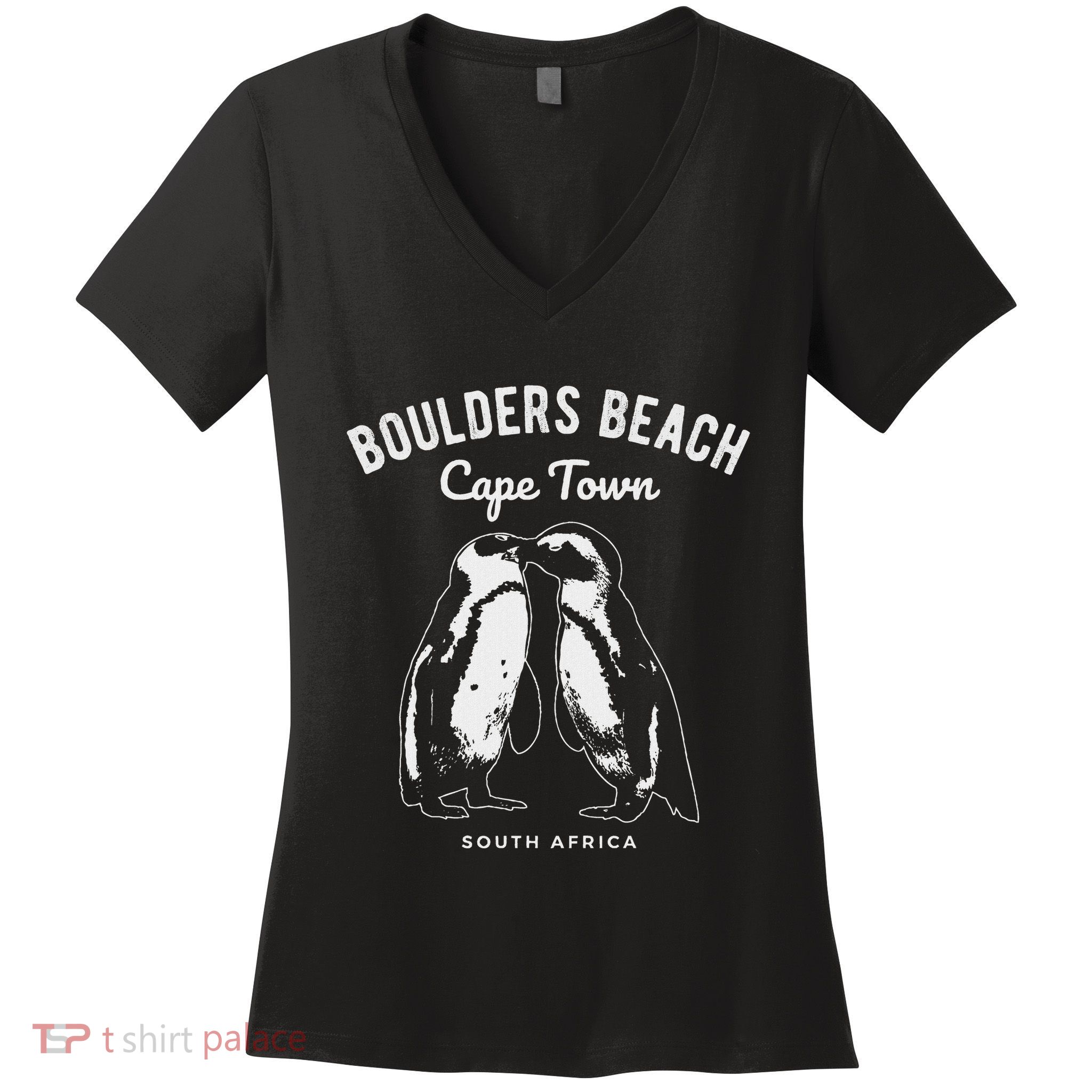 Cape Town South Africa Boulders Beach Penguin Women's V-Neck T-Shirt