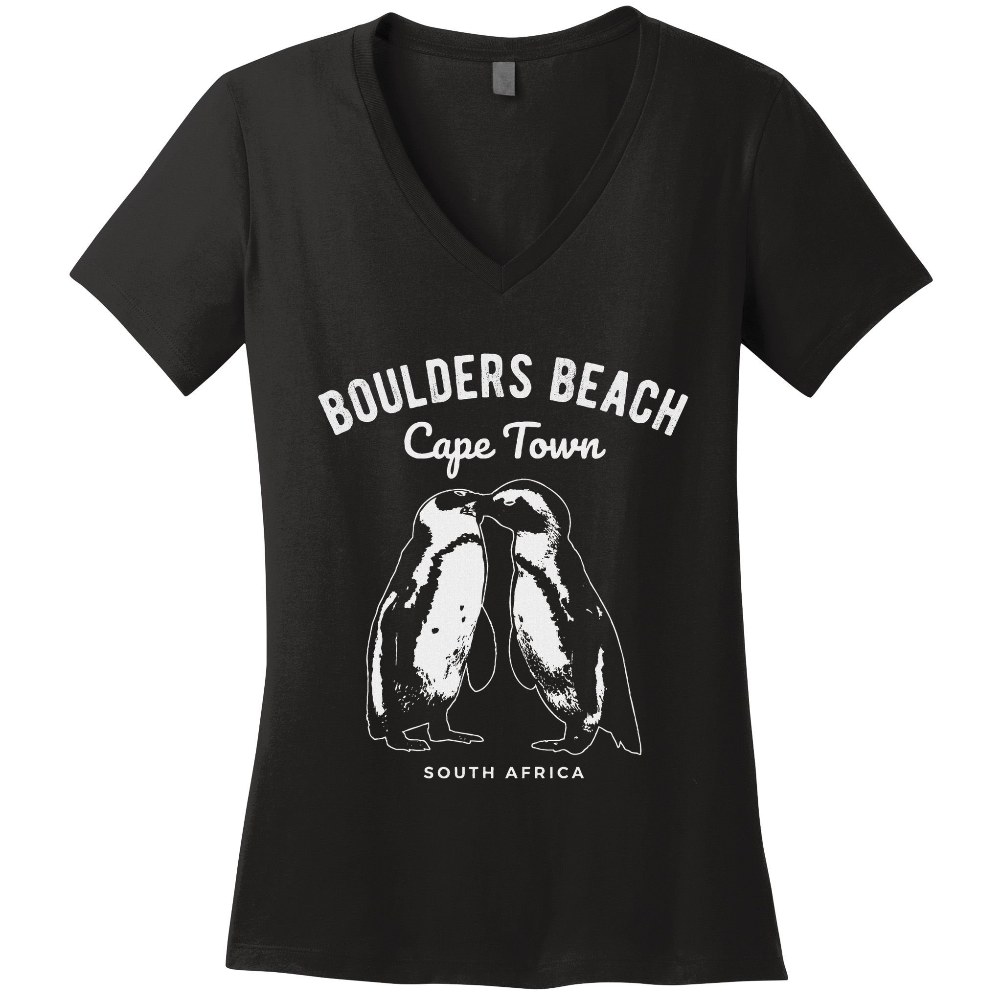 Cape Town South Africa Boulders Beach Penguin Women's V-Neck T-Shirt