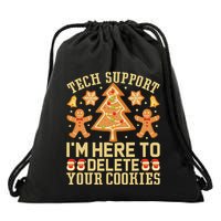 Christmas Tech Support Here To Delete Cookies Xmas Drawstring Bag