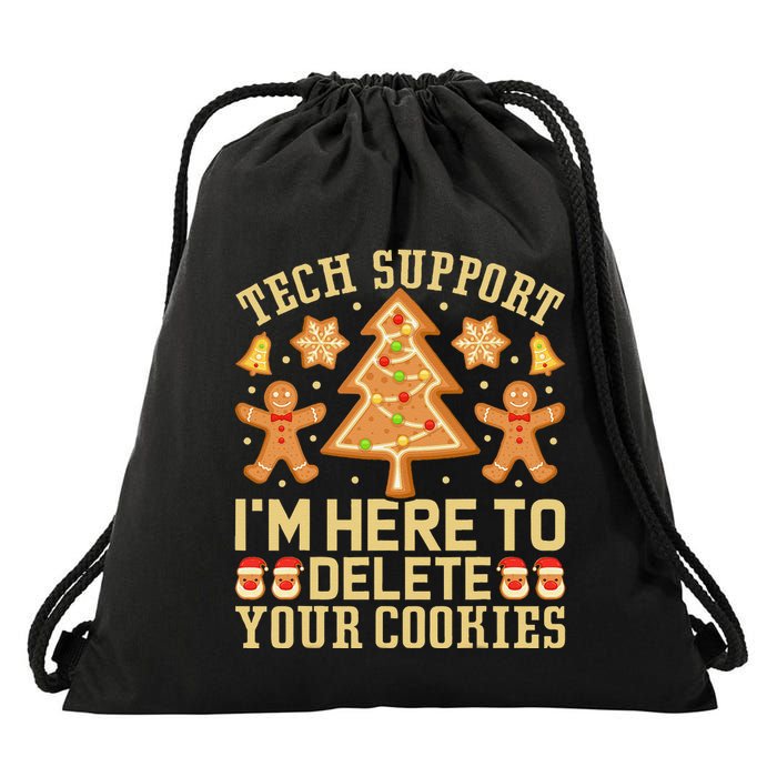 Christmas Tech Support Here To Delete Cookies Xmas Drawstring Bag