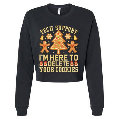 Christmas Tech Support Here To Delete Cookies Xmas Cropped Pullover Crew