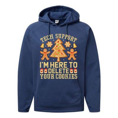 Christmas Tech Support Here To Delete Cookies Xmas Performance Fleece Hoodie