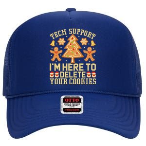 Christmas Tech Support Here To Delete Cookies Xmas High Crown Mesh Back Trucker Hat