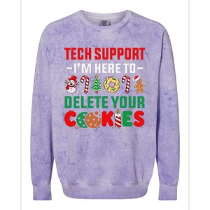 Christmas Tech Support Here To Delete Your Cookies Xmas Cool Colorblast Crewneck Sweatshirt