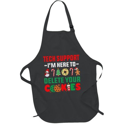 Christmas Tech Support Here To Delete Your Cookies Xmas Cool Full-Length Apron With Pockets