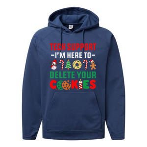 Christmas Tech Support Here To Delete Your Cookies Xmas Cool Performance Fleece Hoodie