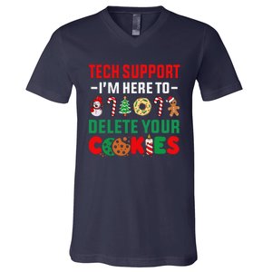 Christmas Tech Support Here To Delete Your Cookies Xmas Cool V-Neck T-Shirt