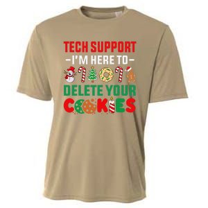 Christmas Tech Support Here To Delete Your Cookies Xmas Cool Cooling Performance Crew T-Shirt