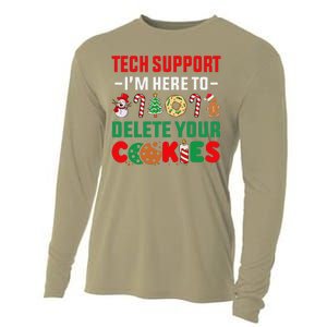 Christmas Tech Support Here To Delete Your Cookies Xmas Cool Cooling Performance Long Sleeve Crew