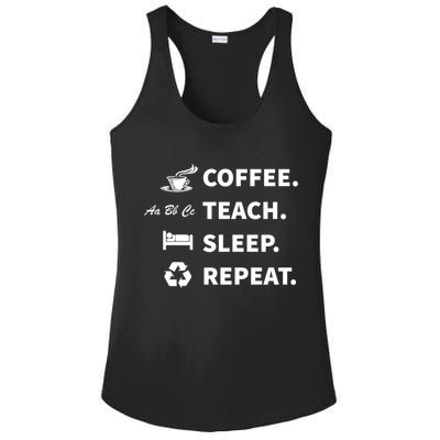 Coffee Teach Sleep Repeat Back To School For Teachers Funny Gift Ladies PosiCharge Competitor Racerback Tank