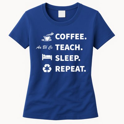 Coffee Teach Sleep Repeat Back To School For Teachers Funny Gift Womens T-Shirt
