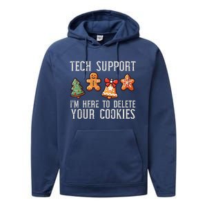 Christmas Tech Support Here To Delete Cookies Xmas Ugly Performance Fleece Hoodie