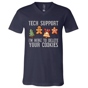 Christmas Tech Support Here To Delete Cookies Xmas Ugly V-Neck T-Shirt