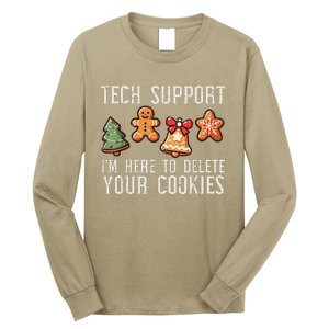 Christmas Tech Support Here To Delete Cookies Xmas Ugly Long Sleeve Shirt