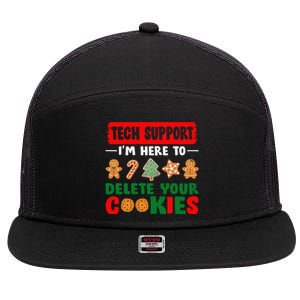 Christmas Tech Support Here To Delete Cookies Xmas 7 Panel Mesh Trucker Snapback Hat