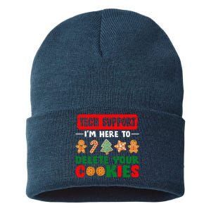 Christmas Tech Support Here To Delete Cookies Xmas Sustainable Knit Beanie