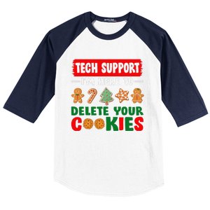 Christmas Tech Support Here To Delete Cookies Xmas Baseball Sleeve Shirt