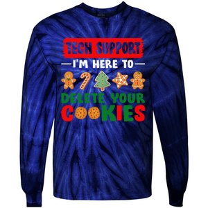 Christmas Tech Support Here To Delete Cookies Xmas Tie-Dye Long Sleeve Shirt