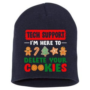 Christmas Tech Support Here To Delete Cookies Xmas Short Acrylic Beanie