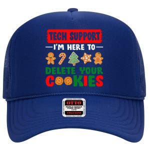 Christmas Tech Support Here To Delete Cookies Xmas High Crown Mesh Back Trucker Hat