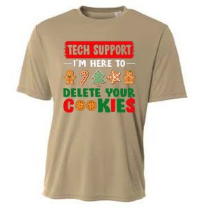 Christmas Tech Support Here To Delete Cookies Xmas Cooling Performance Crew T-Shirt