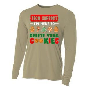 Christmas Tech Support Here To Delete Cookies Xmas Cooling Performance Long Sleeve Crew