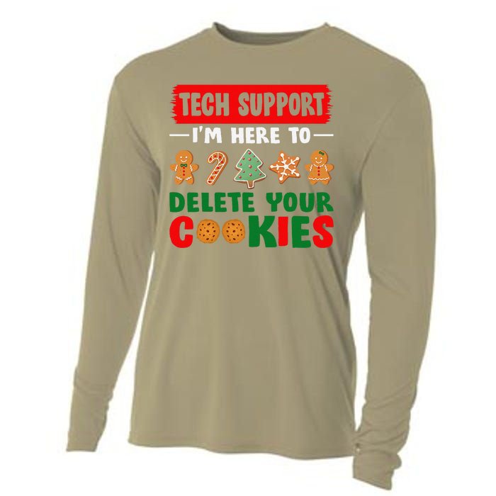 Christmas Tech Support Here To Delete Cookies Xmas Cooling Performance Long Sleeve Crew