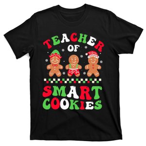 Christmas Teacher Smart Cookies Gingerbread Crew Groovy Gifts T-Shirt