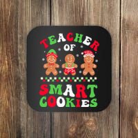 Christmas Teacher Smart Cookies Gingerbread Crew Groovy Gifts Coaster