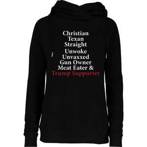 Christian Texan Straight Unwoke Gun Owner Trump Womens Funnel Neck Pullover Hood