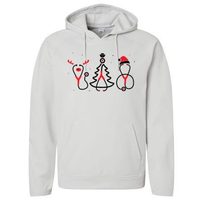 Christmas Tree Snowman Reindeer Christmas Nurse Gift Performance Fleece Hoodie