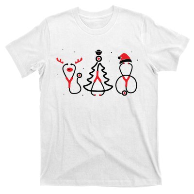 Christmas Tree Snowman Reindeer Christmas Nurse Gift T-Shirt